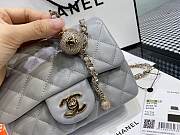 CHANEL GREY LAMBSKIN FLAP 17.5CM - 4