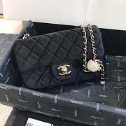 CHANEL VELVET BLACK FLAP BAG 25CM - 1