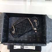 CHANEL VELVET BLACK FLAP BAG 25CM - 6