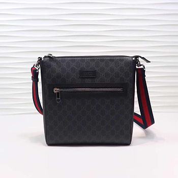 Gucci Men's Black GG Supreme Canvas Messager Bag