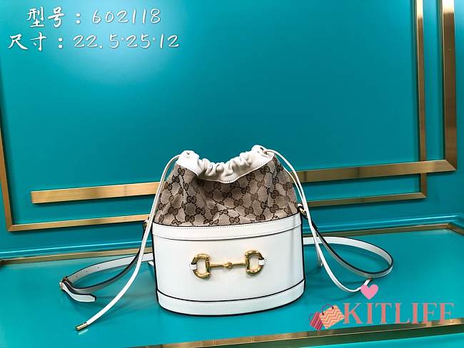 Gucci 1955 Cream White Horsebit Bucket Bag - 1