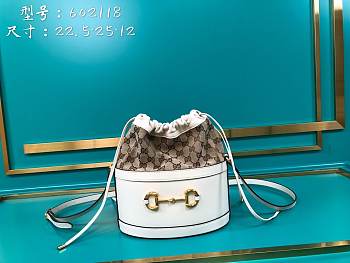 Gucci 1955 Cream White Horsebit Bucket Bag