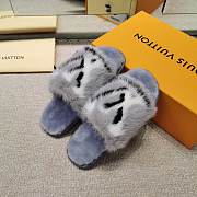 LV Grey Fur Slippers - 3