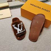 LV Brown Fur Slippers - 5