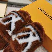 LV Brown Fur Slippers - 4