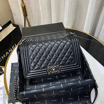 Forubags Chanel Medium Quilted Caviar Boy Bag Black Silver A13043 VS06151