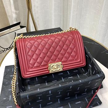 Chanel leboy 67086 Dark Red Caviar 25cm with shiny gold hardware 