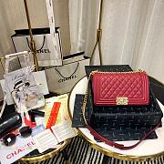 Chanel leboy 67086 Dark Red Caviar 25cm with shiny gold hardware  - 4