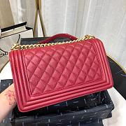 Chanel leboy 67086 Dark Red Caviar 25cm with shiny gold hardware  - 5