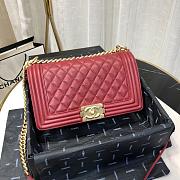 Chanel leboy 67086 Dark Red Caviar 25cm with shiny gold hardware  - 3