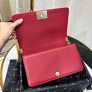 Chanel leboy 67086 Dark Red Caviar 25cm with shiny gold hardware  - 2