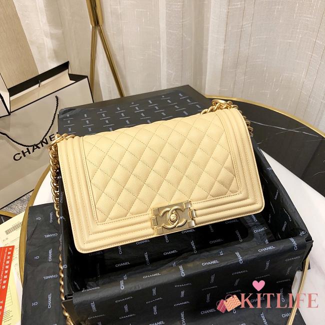 Chanel leboy 67086 Beige Caviar 25cm with shiny gold hardware - 1