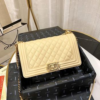 Chanel leboy 67086 Beige Caviar 25cm with shiny gold hardware