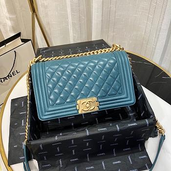 Chanel leboy 67086 Blue Caviar 25cm with shiny gold hardware