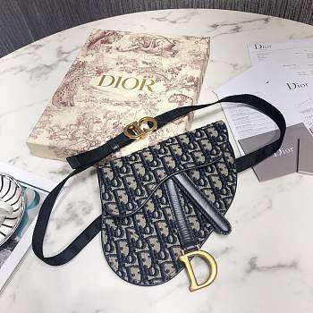 Dior Saddle Blue & Beige Bag Oblique Jacquard