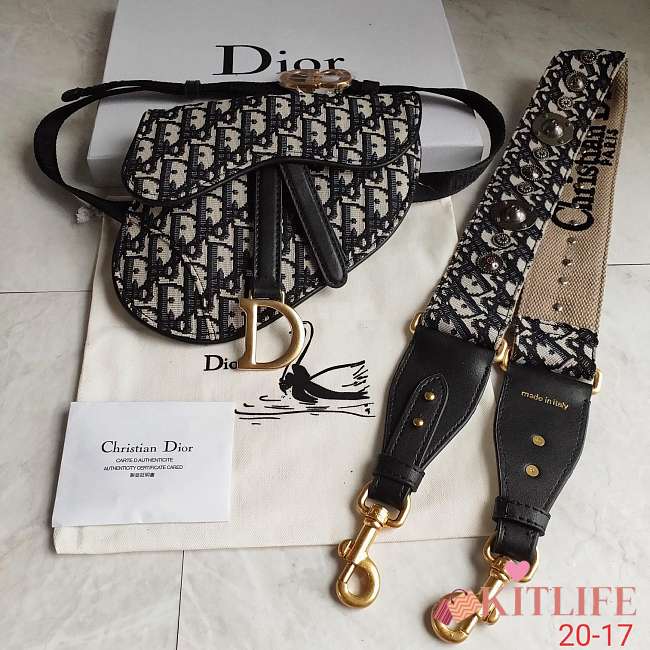 Forubags Dior Black Oblique Saddle Waist bag(with strap) - 1