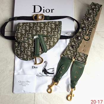 Forubags Dior Green Oblique Saddle Waist bag(with strap)