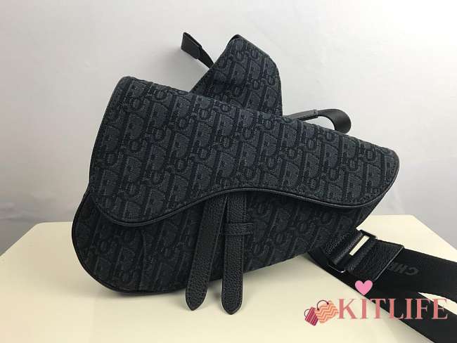 DIOR SADDLE BAG Black Dior Oblique Jacquard - 1