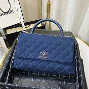 Chanel Coco Handle 92991#Blue Canvas With Silver Hardware - 1