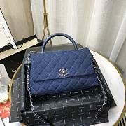 Chanel Coco Handle 92991#Blue Canvas With Silver Hardware - 6