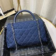 Chanel Coco Handle 92991#Blue Canvas With Silver Hardware - 3