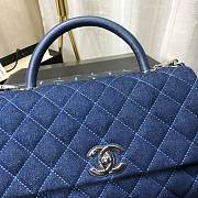 Chanel Coco Handle 92991#Blue Canvas With Silver Hardware - 2