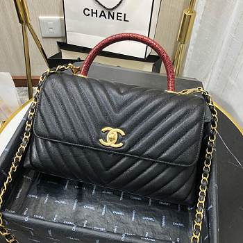 Chanel Coco Handle Caviar Black Leather With Gold Hardware