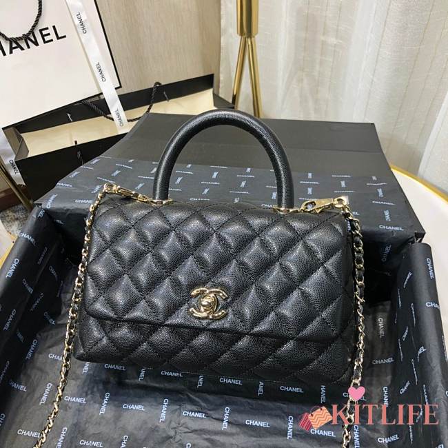 Chanel Coco Handle Caviar Black Leather With Gold Hardware 23cm - 1