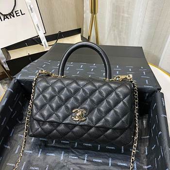 Chanel Coco Handle Caviar Black Leather With Gold Hardware 23cm