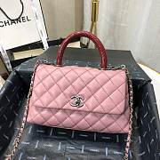 Chanel Coco Handle Caviar Pink Leather With Silver Hardware 23cm - 1