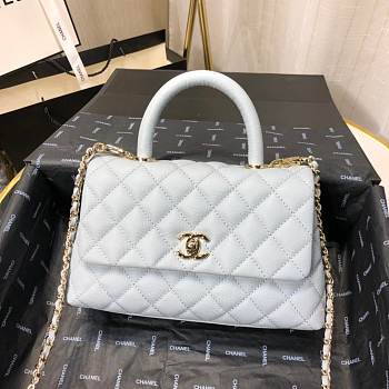 Chanel Coco Handle Light Blue Caviar Leather With Gold Hardware 23cm