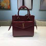 YSL UPTOWN SMALL TOTE IN BURGUNDY - 1