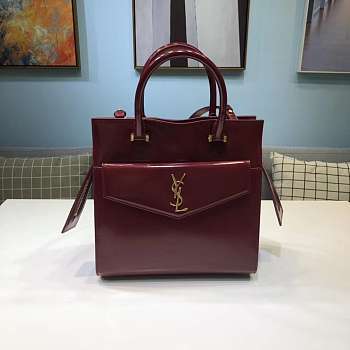 YSL UPTOWN SMALL TOTE IN BURGUNDY