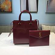 YSL UPTOWN SMALL TOTE IN BURGUNDY - 4