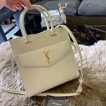 YSL UPTOWN SMALL TOTE IN WHITE