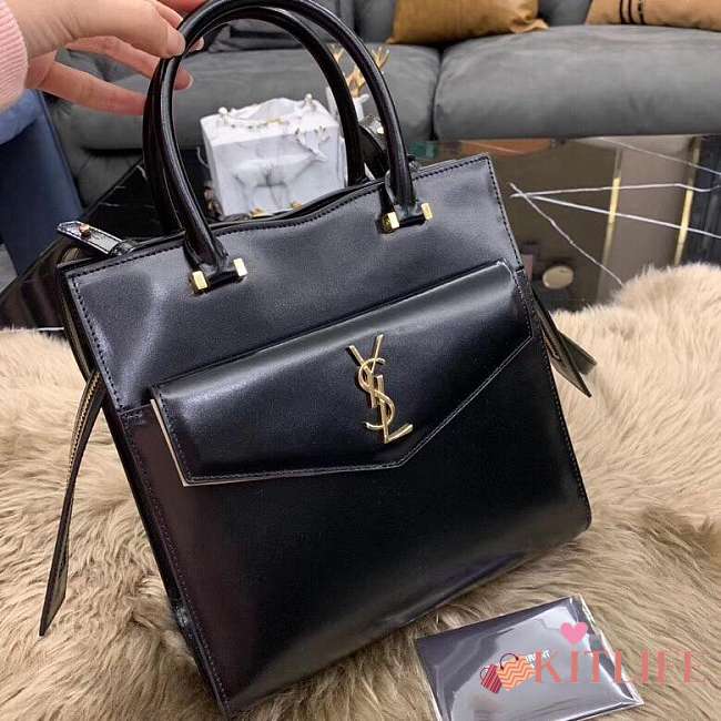 YSL UPTOWN SMALL TOTE IN BLACK - 1