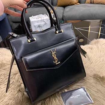 YSL UPTOWN SMALL TOTE IN BLACK