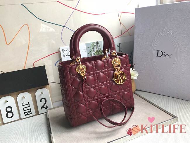 Forubags Lady Dior Burgundy size:24*20*11cm - 1