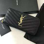 YSL Caviar Leather Black Wallet In Gold Hardware - 1