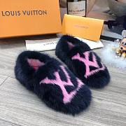 Forubags LV Fur Slippers In Blue - 1