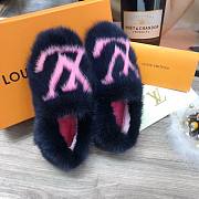 Forubags LV Fur Slippers In Blue - 4