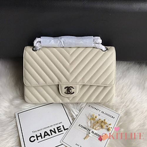 Chanel Flap Bag Chevron Caiar 25CM With Silver Hardware - 1
