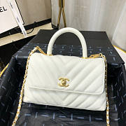 Chanel Coco Handle White Caviar chevron Gold Hardware  - 1