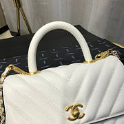 Chanel Coco Handle White Caviar chevron Gold Hardware  - 4