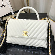 Chanel Coco Handle White Caviar chevron Gold Hardware 28cm - 1