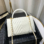 Chanel Coco Handle White Caviar chevron Gold Hardware 28cm - 5