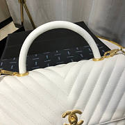 Chanel Coco Handle White Caviar chevron Gold Hardware 28cm - 2