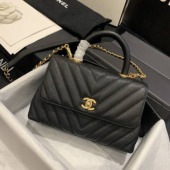 Chanel Coco Handle Caviar Black gold hardware 23cm