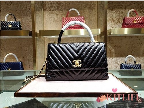 Chanel Coco Handle Bag Black Gold Metal - 1