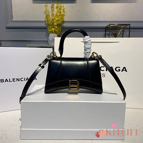BALENCIAGA HOURGLASS XS TOP HANDLE BAG BLACK  - 1